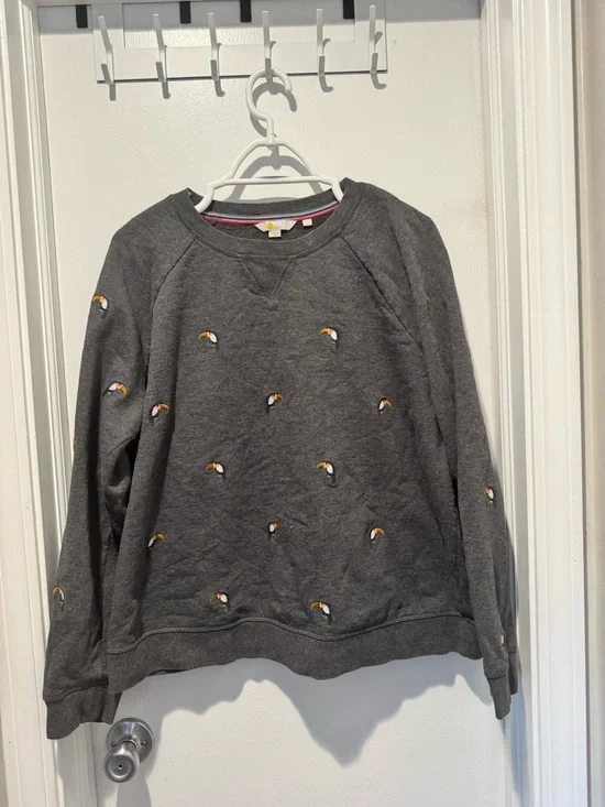 Boden Charcoal Crewneck Sweater with Toucans - XL - Picture 3 of 5